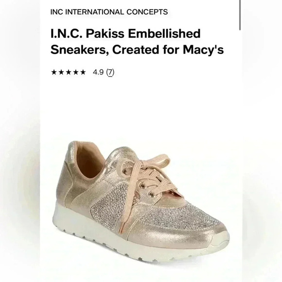 International Concepts INC Pakiss Champagne Rhinestone bling sneakers size 7 - Picture 4 of 7